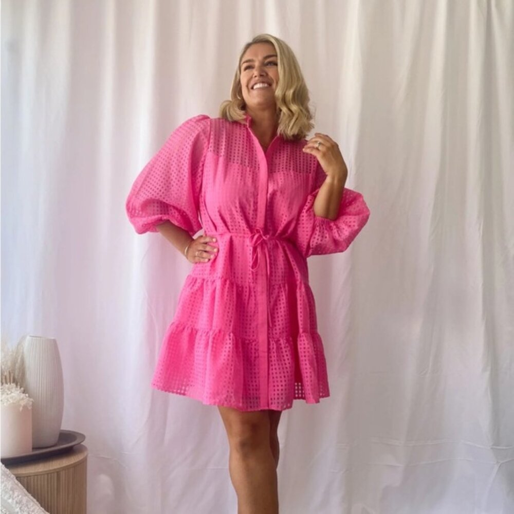 Gingham & Heels Magenta dress